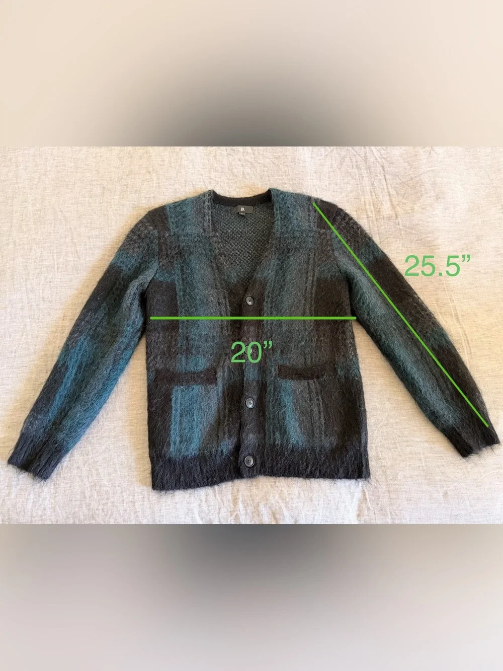 Banana Republic Black and Teal Mohair Blend Cardigan (Men’s S)